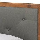 Baxton Studio Saul Mid-Century Modern Dark Grey Fabric Upholstered and Walnut Brown Finished Wood Twin Size Platform Bed