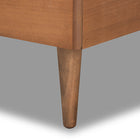 Baxton Studio Saul Mid-Century Modern Dark Grey Fabric Upholstered and Walnut Brown Finished Wood Twin Size Platform Bed