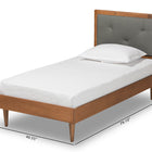 Baxton Studio Saul Mid-Century Modern Dark Grey Fabric Upholstered and Walnut Brown Finished Wood Twin Size Platform Bed