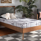 Baxton Studio Laima Mid-Century Modern Dark Grey Fabric Upholstered and Walnut Brown Finished Wood Twin Size Platform Bed