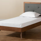 Baxton Studio Laima Mid-Century Modern Dark Grey Fabric Upholstered and Walnut Brown Finished Wood Twin Size Platform Bed