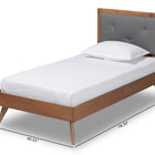 Baxton Studio Laima Mid-Century Modern Dark Grey Fabric Upholstered and Walnut Brown Finished Wood Twin Size Platform Bed