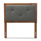 Baxton Studio Abner Modern and Contemporary Transitional Dark Grey Fabric Upholstered and Walnut Brown Finished Wood Twin Size Headboard