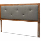 Baxton Studio Abner Modern and Contemporary Transitional Dark Grey Fabric Upholstered and Walnut Brown Finished Wood Queen Size Headboard