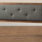 Baxton Studio Abner Modern and Contemporary Transitional Dark Grey Fabric Upholstered and Walnut Brown Finished Wood Queen Size Headboard