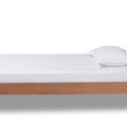Baxton Studio Seren Mid-Century Modern Light Grey Fabric Upholstered and Walnut Brown Finished Wood Twin Size Platform Bed