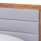 Baxton Studio Seren Mid-Century Modern Light Grey Fabric Upholstered and Walnut Brown Finished Wood Twin Size Platform Bed