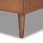 Baxton Studio Seren Mid-Century Modern Light Grey Fabric Upholstered and Walnut Brown Finished Wood Twin Size Platform Bed