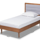 Baxton Studio Seren Mid-Century Modern Light Grey Fabric Upholstered and Walnut Brown Finished Wood Twin Size Platform Bed