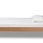 Baxton Studio Linn Mid-Century Modern Light Grey Fabric Upholstered and Walnut Brown Finished Wood Twin Size Platform Bed