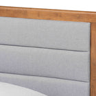Baxton Studio Linn Mid-Century Modern Light Grey Fabric Upholstered and Walnut Brown Finished Wood Twin Size Platform Bed