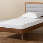 Baxton Studio Linn Mid-Century Modern Light Grey Fabric Upholstered and Walnut Brown Finished Wood Twin Size Platform Bed