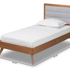 Baxton Studio Linn Mid-Century Modern Light Grey Fabric Upholstered and Walnut Brown Finished Wood Twin Size Platform Bed