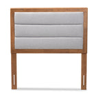Baxton Studio Dexter Modern and Contemporary Light Grey Fabric Upholstered and Walnut Brown Finished Wood Twin Size Headboard