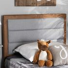 Baxton Studio Dexter Modern and Contemporary Light Grey Fabric Upholstered and Walnut Brown Finished Wood Twin Size Headboard