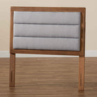Baxton Studio Dexter Modern and Contemporary Light Grey Fabric Upholstered and Walnut Brown Finished Wood Twin Size Headboard