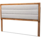 Baxton Studio Dexter Modern and Contemporary Light Grey Fabric Upholstered and Walnut Brown Finished Wood Queen Size Headboard
