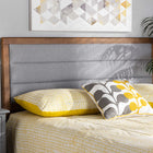 Baxton Studio Dexter Modern and Contemporary Light Grey Fabric Upholstered and Walnut Brown Finished Wood Queen Size Headboard