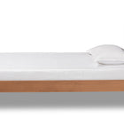 Baxton Studio Seren Mid-Century Modern Dark Grey Fabric Upholstered and Walnut Brown Finished Wood Twin Size Platform Bed
