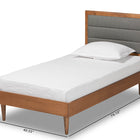 Baxton Studio Seren Mid-Century Modern Dark Grey Fabric Upholstered and Walnut Brown Finished Wood Twin Size Platform Bed