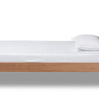 Baxton Studio Linn Mid-Century Modern Dark Grey Fabric Upholstered and Walnut Brown Finished Wood Twin Size Platform Bed