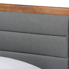 Baxton Studio Linn Mid-Century Modern Dark Grey Fabric Upholstered and Walnut Brown Finished Wood Twin Size Platform Bed
