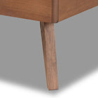 Baxton Studio Linn Mid-Century Modern Dark Grey Fabric Upholstered and Walnut Brown Finished Wood Twin Size Platform Bed