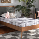 Baxton Studio Linn Mid-Century Modern Dark Grey Fabric Upholstered and Walnut Brown Finished Wood Twin Size Platform Bed