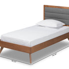 Baxton Studio Linn Mid-Century Modern Dark Grey Fabric Upholstered and Walnut Brown Finished Wood Twin Size Platform Bed