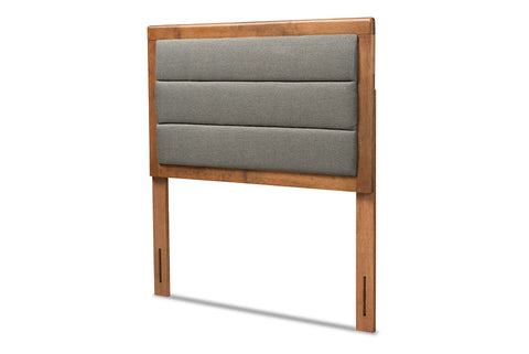 Baxton Studio Dexter Modern and Contemporary Dark Grey Fabric Upholstered and Walnut Brown Finished Wood Twin Size Headboard