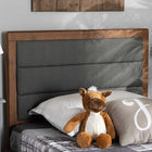 Baxton Studio Dexter Modern and Contemporary Dark Grey Fabric Upholstered and Walnut Brown Finished Wood Twin Size Headboard