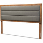 Baxton Studio Dexter Modern and Contemporary Dark Grey Fabric Upholstered and Walnut Brown Finished Wood King Size Headboard