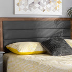 Baxton Studio Dexter Modern and Contemporary Dark Grey Fabric Upholstered and Walnut Brown Finished Wood King Size Headboard