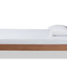 Baxton Studio Tasha Mid-Century Modern Light Grey Fabric Upholstered and Walnut brown Finished Wood Twin Size Platform Bed