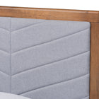 Baxton Studio Tasha Mid-Century Modern Light Grey Fabric Upholstered and Walnut brown Finished Wood Twin Size Platform Bed