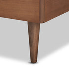 Baxton Studio Tasha Mid-Century Modern Light Grey Fabric Upholstered and Walnut brown Finished Wood Twin Size Platform Bed