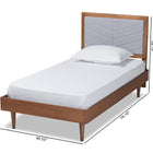 Baxton Studio Tasha Mid-Century Modern Light Grey Fabric Upholstered and Walnut brown Finished Wood Twin Size Platform Bed