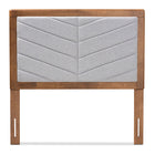 Baxton Studio Iden Modern and Contemporary Light Grey Fabric Upholstered and Walnut Brown Finished Wood Twin Size Headboard