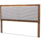 Baxton Studio Iden Modern and Contemporary Light Grey Fabric Upholstered and Walnut Brown Finished Wood King Size Headboard