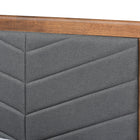 Baxton Studio Tasha Mid-Century Modern Dark Grey Fabric Upholstered and Walnut brown Finished Wood Twin Size Platform Bed