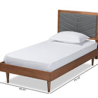 Baxton Studio Tasha Mid-Century Modern Dark Grey Fabric Upholstered and Walnut brown Finished Wood Twin Size Platform Bed