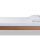 Baxton Studio Roze Mid-Century Modern Dark Grey Fabric Upholstered and Walnut brown Finished Wood Twin Size Platform Bed