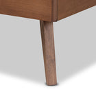 Baxton Studio Roze Mid-Century Modern Dark Grey Fabric Upholstered and Walnut brown Finished Wood Twin Size Platform Bed