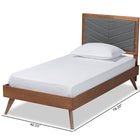 Baxton Studio Roze Mid-Century Modern Dark Grey Fabric Upholstered and Walnut brown Finished Wood Twin Size Platform Bed
