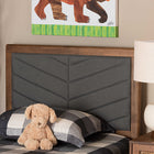 Baxton Studio Iden Modern and Contemporary Dark Grey Fabric Upholstered and Walnut Brown Finished Wood Twin Size Headboard