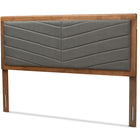 Baxton Studio Iden Modern and Contemporary Dark Grey Fabric Upholstered and Walnut Brown Finished Wood King Size Headboard