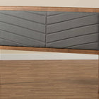 Baxton Studio Iden Modern and Contemporary Dark Grey Fabric Upholstered and Walnut Brown Finished Wood Queen Size Headboard