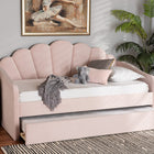 Baxton Studio Timila Modern and Contemporary Light Pink Velvet Fabric Upholstered Full Size Daybed with Trundle