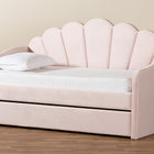 Baxton Studio Timila Modern and Contemporary Light Pink Velvet Fabric Upholstered Full Size Daybed with Trundle