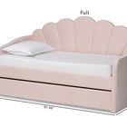 Baxton Studio Timila Modern and Contemporary Light Pink Velvet Fabric Upholstered Full Size Daybed with Trundle